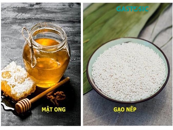 gạo nếp nấu cùng mật ong